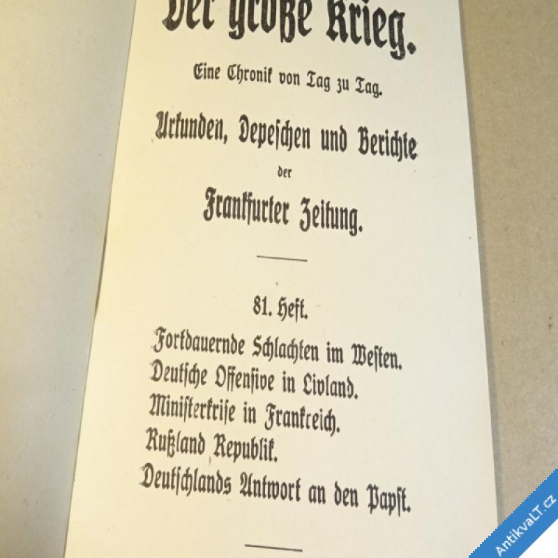 foto DER GROSSE KRIEG Frankfurt. Zeitung 81. 1917