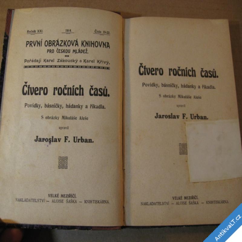 foto Urban J. F. ČTVERO ROČNÍCH ČASŮ povídky básničky hádanky říkadla 1914
