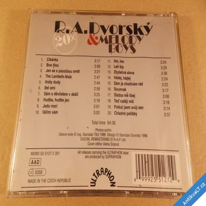 foto R. A. Dvorský & Melody Boys 1996 CD Ultraphon